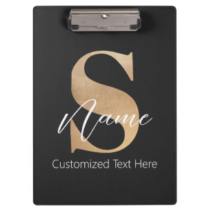 Modern Monogrammed Initial S & Name Personalised Clipboard