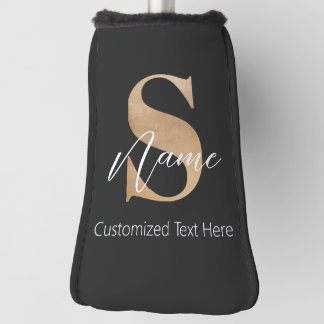 Modern Monogrammed Initial S & Name Personalised Golf Head Cover