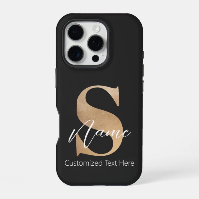 Modern Monogrammed Initial S & Name Personalised iPhone Case (Back)