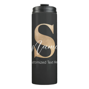 Modern Monogrammed Initial S & Name Personalised Thermal Tumbler
