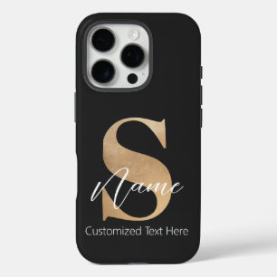 Modern Monogrammed Initial S & Name Personalized iPhone 16 Pro Case