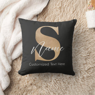 Modern Monogrammed Initial S & Name Personalized Cushion