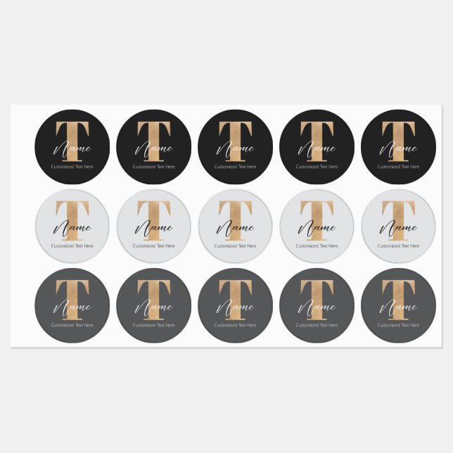 Modern Monogrammed Initial T & Name Personalised (Sheet)