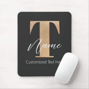 Modern Monogrammed Initial T & Name Personalised Mouse Pad