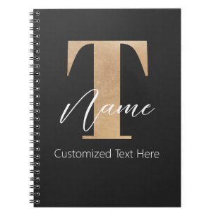 Modern Monogrammed Initial T & Name Personalized Notebook