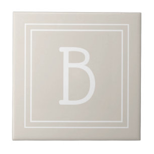 Modern Monogrammed Initial Template Tan Brown  Ceramic Tile