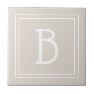 Modern Monogrammed Initial Template Tan Brown Ceramic Tile