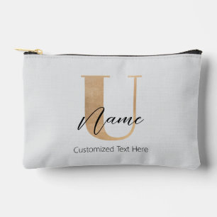 Modern Monogrammed Initial U & Name Personalised Accessory Pouch