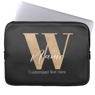 Modern Monogrammed Initial W & Name Personalized Laptop Sleeve