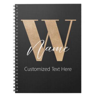 Modern Monogrammed Initial W & Name Personalized Notebook