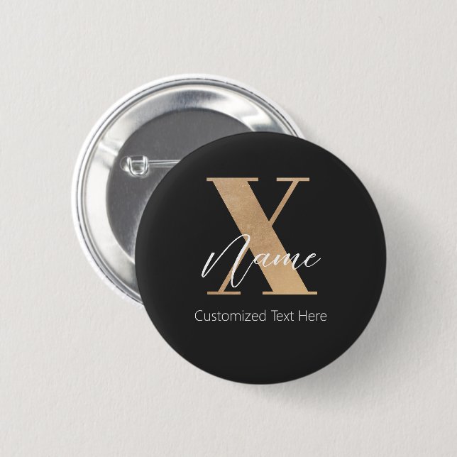 Modern Monogrammed Initial X & Name Personalized 6 Cm Round Badge (Front & Back)