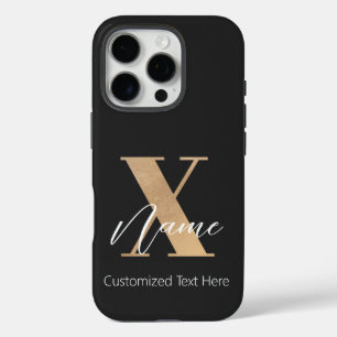 Modern Monogrammed Initial X & Name Personalized iPhone 16 Pro Case