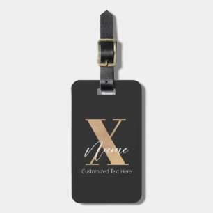 Modern Monogrammed Initial X & Name Personalized Luggage Tag