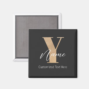 Modern Monogrammed Initial Y & Name Personal Magnet