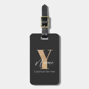 Modern Monogrammed Initial Y & Name Personalized Luggage Tag
