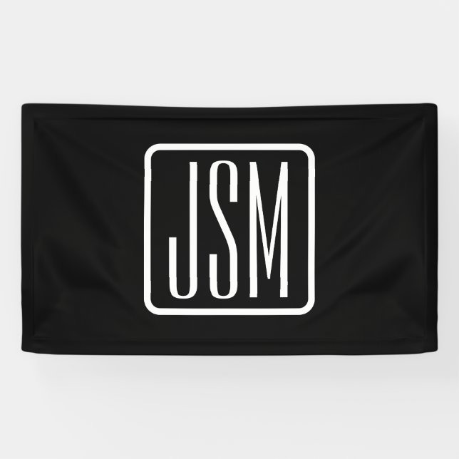 Modern Monogrammed Initials | Black & White Banner (Horizontal)