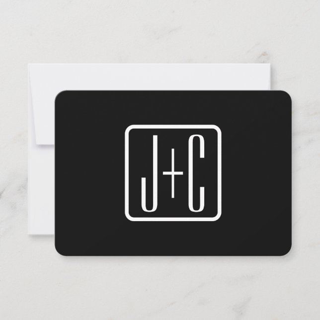 Modern Monogrammed Initials | Black & White Card (Front)