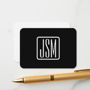 Modern Monogrammed Initials   Black & White Enclosure Card
