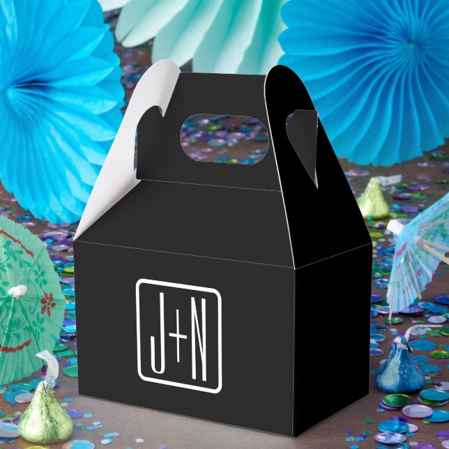 Modern Monogrammed Initials | Black & White Favour Box (Party)