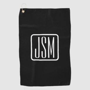 Modern Monogrammed Initials   Black & White Golf Towel