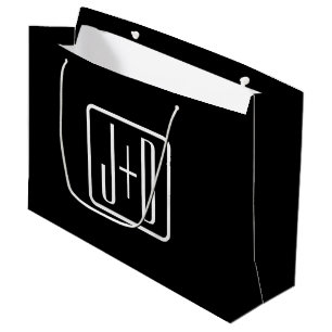 Modern Monogrammed Initials Black & White Large Gift Bag