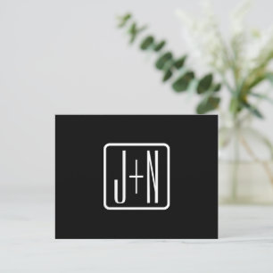 Modern Monogrammed Initials   Black & White Postcard