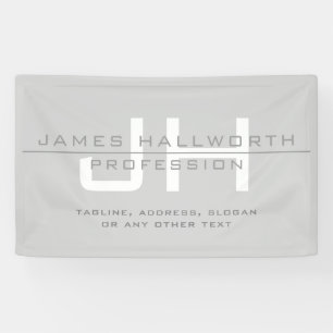 Modern Monogrammed Initials (or other text) Grey Banner