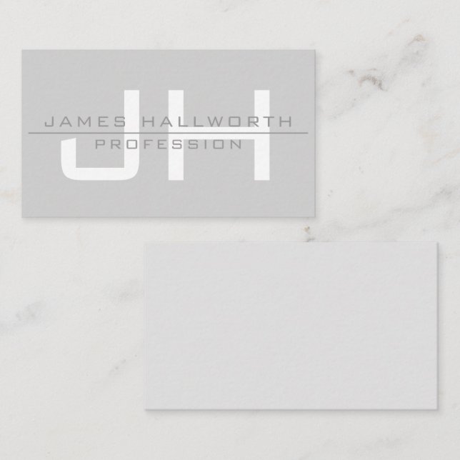 Modern Monogrammed Initials (or other text) Grey Card (Front/Back)