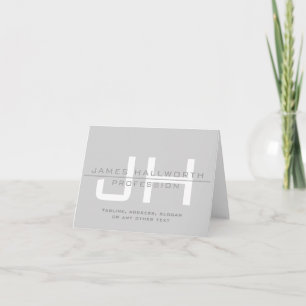 Modern Monogrammed Initials (or other text) Grey Card
