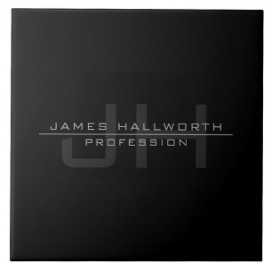 Modern Monogrammed Initials (or other text) Grey Ceramic Tile