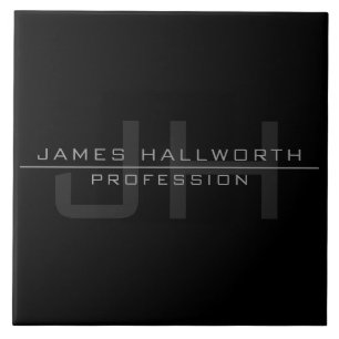 Modern Monogrammed Initials (or other text) Grey Ceramic Tile