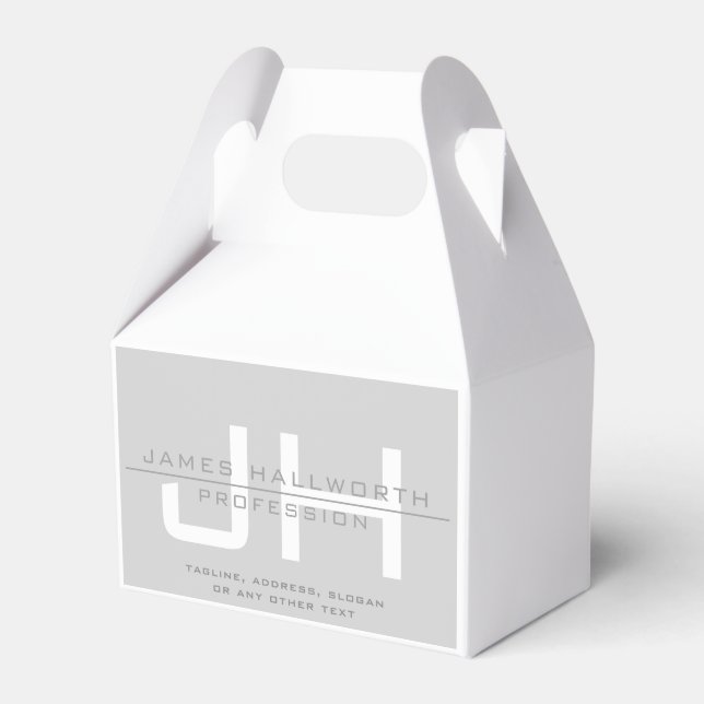 Modern Monogrammed Initials (or other text) Grey Favour Box (Front Side)