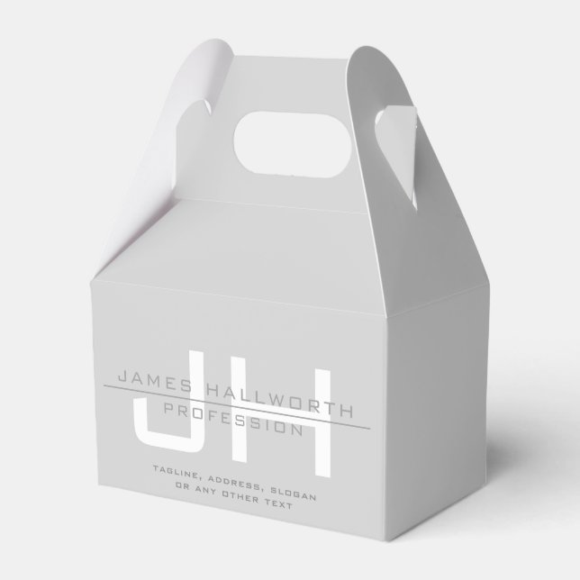 Modern Monogrammed Initials (or other text) Grey Favour Box (Front Side)
