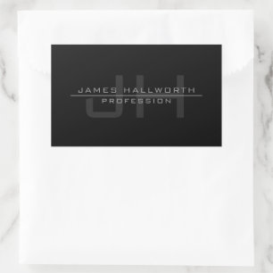 Modern Monogrammed Initials (or other text) Grey Rectangular Sticker