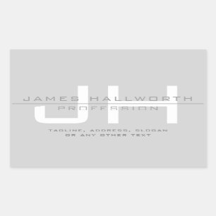 Modern Monogrammed Initials (or other text) Grey Rectangular Sticker