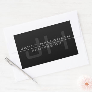 Modern Monogrammed Initials (or other text) Grey Rectangular Sticker