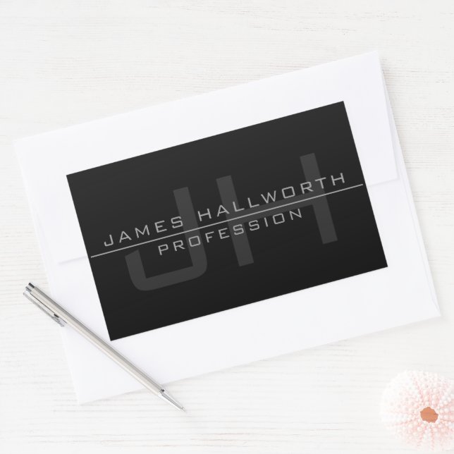 Modern Monogrammed Initials (or other text) Grey Rectangular Sticker (Envelope)