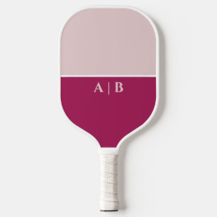Modern Monogrammed Initials Pink Pickleball Paddle