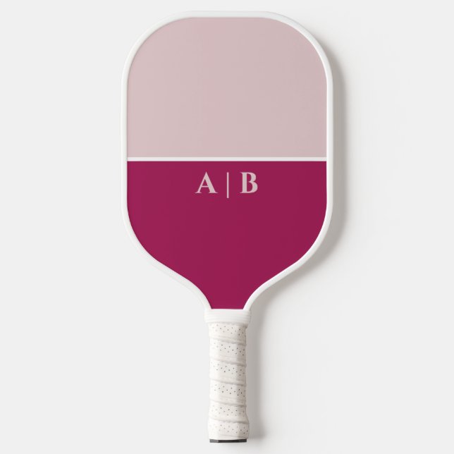 Modern Monogrammed Initials Pink Pickleball Paddle (Front)