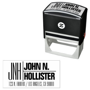 Modern Monogrammed Name or Business Return Address Self-inking Stamp