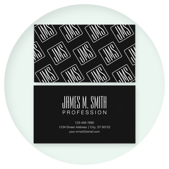 Modern Monogrammed Pattern | Black & White Business Card (Creator Uploaded)