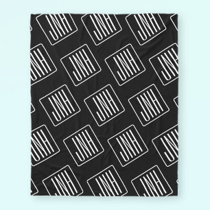 Modern Monogrammed Pattern Black & White Fleece Blanket