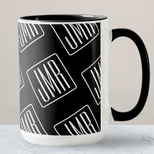 Modern Monogrammed Pattern   Black & White Mug