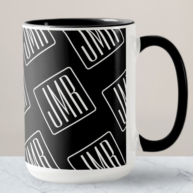 Modern Monogrammed Pattern | Black & White Mug (Creator Uploaded)