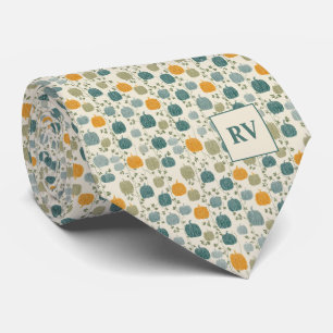 Modern Monogrammed Pumpkin Patch Autumn Tie