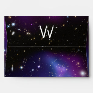 Modern Monogrammed Purple Galaxy Cluster Envelope