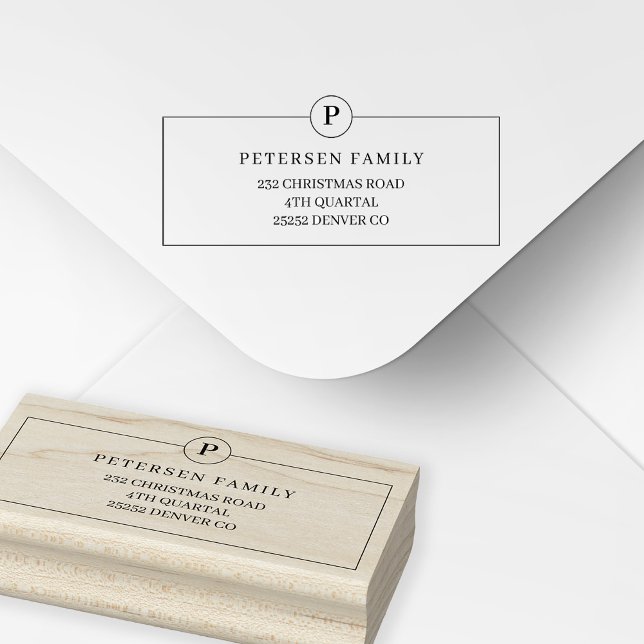 Modern monogrammed return address family rubber stamp (Creator Uploaded)