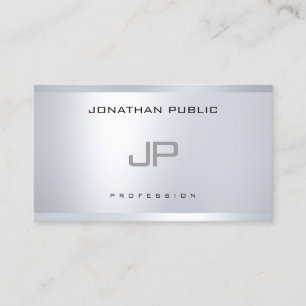 Modern Monogrammed Silver Look Elegant Simple Business Card