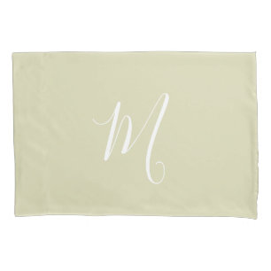 Modern Monogrammed Solid Green Pillowcase
