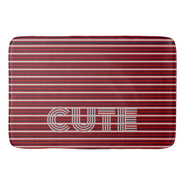 Modern Monogrammed Striped  Bath Mat (Front)